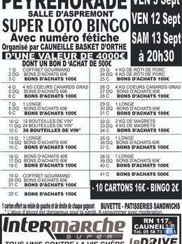 Affiche du loto SUPER LOTO BINGO avec numéro fétiche