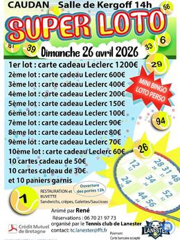Affiche du loto Grand loto du Tennis club Lanester, animé par René
