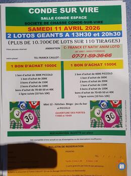 Affiche du loto 2 mega lotos organises par chasse de conde