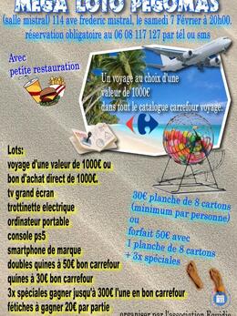 Affiche du loto Méga loto avec superbe lots à Pégomas