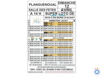 Affiche du loto Loto a planguenoual ogec coetmieux animé par jacky
