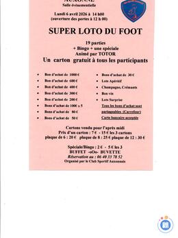 Affiche du loto Super loto du Foot d'Auxonne