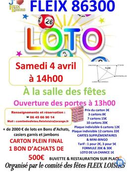 Image du loto Loto du comité des fêtes fleix loisirs