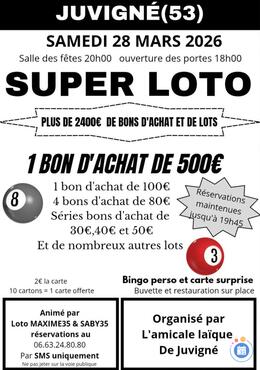 Image du loto Super loto organisé par l'amicale laïque de juvigne