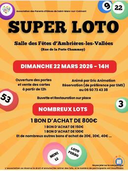 Image du loto Super Loto Eric Animation APE Saint-Mars-sur-Colmont