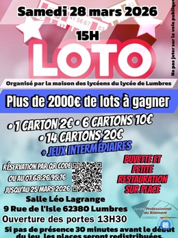 Image du loto Loto organisé par la MDL du Lycée de Lumbres