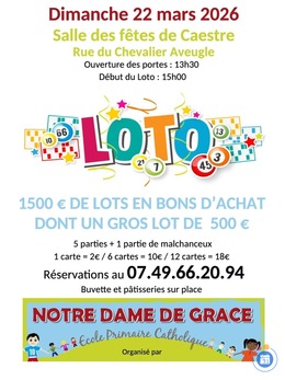 Image du loto Loto Ecole Notre Dame de Grâce - Caestre
