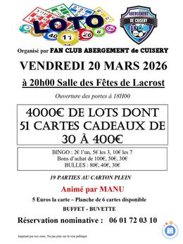 Image du loto Super loto du Fan club Abergement de Cuisery