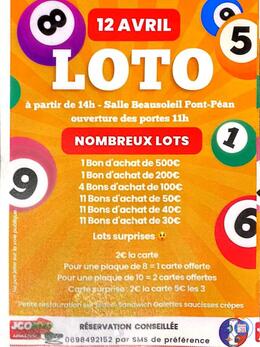 Affiche du loto Super loto de l' UNC de Pont Péan avec Odette