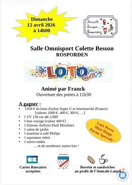 Affiche du loto Loto amicale laïque de Rosporden
