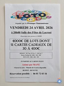 Affiche du loto Super loto de la pétanque tournusienne