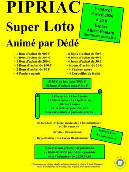 Image du loto Super Loto des Cyclos Randonneurs Pipriatains.