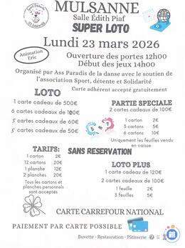 Image du loto Super Loto Paradis dela dance avec le soutien S D S ani Eric