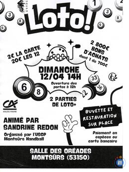 Affiche du loto super loto USCP Montsûrs handball