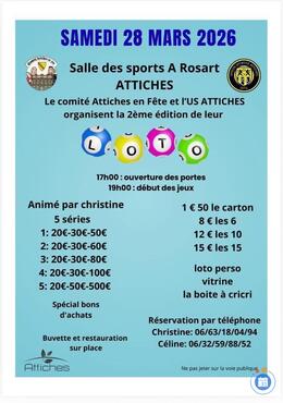Image du loto Loto organisé par le Comité Attiches en Fête et L'US Attiche