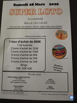 Image du loto Loto animation ciriane a CHEMAZÉ salle léo lelee