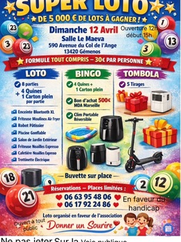 Affiche du loto Mega loto de l association donner un sourire