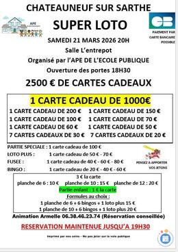 Image du loto Super loto organisé par l’APE DE MIRE