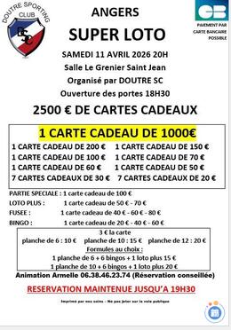 Affiche du loto Super loto organisé par DOUTRE SPORTING CLUB
