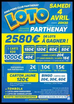 Image du loto Méga loto du ping pong club parthenaisien