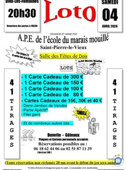 Image du loto Loto A.P.E. l’école du marais mouillé de St-Pierre-le-Vieux