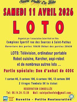 Affiche du loto Loto de l'association Saint-Path' en Fête