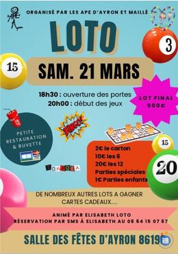 Image du loto loto APE Ayron animé par Elisabeth Loto