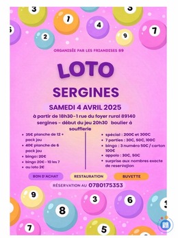Image du loto loto les friandises 89