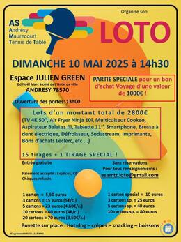 Image du loto Super Loto du Club de Tennis de Table Andrésy Maurecourt