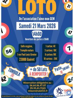 Image du loto Loto de l'association J'aime mon GEM