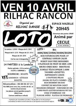 Affiche du loto Loto rilhac danse anime par cecile
