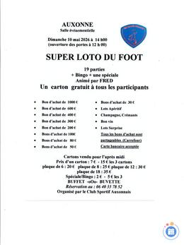 Affiche du loto Super loto du Foot d'Auxonne