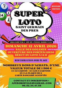 Affiche du loto Super Loto de l'APE Boris Vian