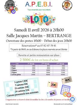 Image du loto Loto des Parents d'élèves APEBI