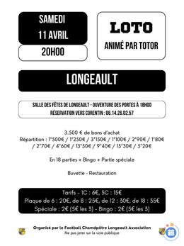 Affiche du loto Loto Longeault - Animé par Totor