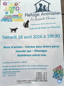 Affiche du loto Loto du Refuge Animalier La Seconde Chance