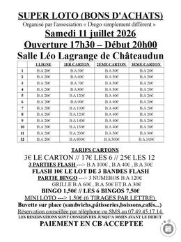 Image du loto Super loto de l'association diego simplement différent