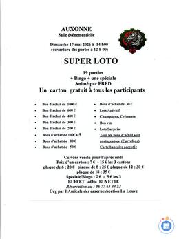 Affiche du loto Super loto de l'Amicale des Cazernes Section La Louve