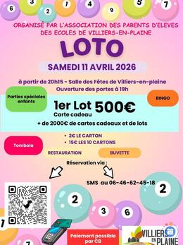 Image du loto Loto de l'APE de Villiers-en-Plaine