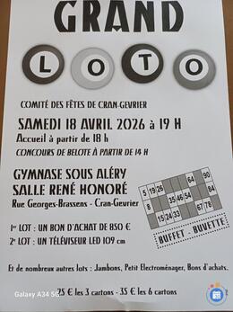 Image du loto Grand loto du comité des fêtes de cran gevrier