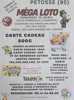 Affiche du loto Mega loto cartes cadeaux et lots. qf.animation