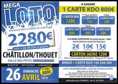 Image du loto Méga loto du Tennis Club de Chatillon