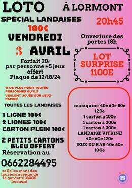 Image du loto Loto forfait 20e plus jeux offert grosse landaise