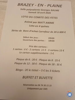 Image du loto Loto du comite des fetes