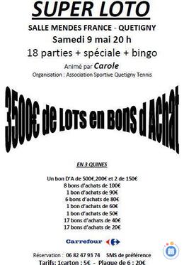Image du loto Loto de l'asquetigny tennis 18 parties speciale et bingo