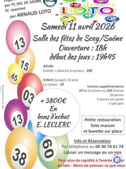 Image du loto Loto du club de football FC VAL DE SAONE