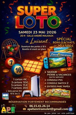 Image du loto Super Loto spécial bons d'achats de l'APE Henri Ramolet