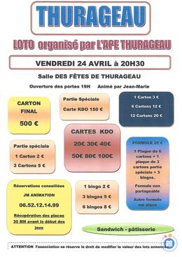 Image du loto APE THURAGEAU animé par JEAN-MARIE