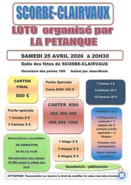 Image du loto Loto de la PETANQUE DE SCORBE CLAIRVAUX