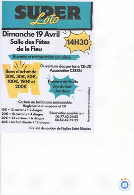 Image du loto Loto Comité de Soutien de l'Eglise Saint Nicolas